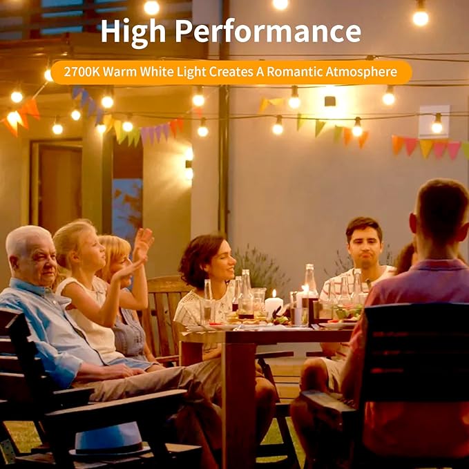 25pack G40 LED Replacement Light Bulbs E12 Screw Base Shatterproof Globe Bulbs for Outdoor String Lights 120V 0.6W Dimmable Edison Light Bulbs for Patio Decor, 2700K Warm White