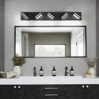 Modern LED Bathroom Lights Fixtures(5-Light),Metal Black Acrylic Wall Lighting,Vanity Lights for Bathroom Over Mirror(6000k 34In
