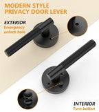 Asidrama 1 Pack Privacy Door Handles, Door Lever with Door Knobs Indoor for Bedroom or Bathroom, Heavy Duty Black Door Handles Interior with Locks for Left Right Sided Doors