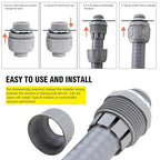 DWALE 3/4 Inch Flexible PVC Liquid Tight Connector, Ferrule Based, Screw Terminal, Grey, 100PACK