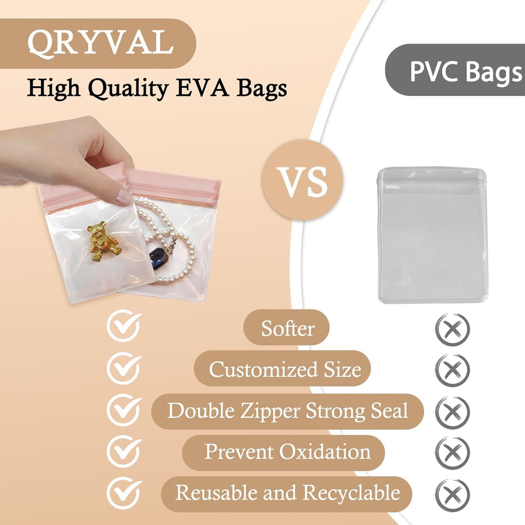 30 PCS Clear Plastic EVA Anti Tarnish Jewelry Storage Bags, Zip Ziplock Jewelry Pouches for Selling & Gift, Little Mini Travel Organizer for Ring Earing Chain Bracelet (M)