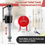 Saillong Universal Toilet Flusher Replacement Kit, Fill Valve, 2-Inch Flapper, Side Mount Handle Lever, Water-Saving, Adjustable Toilet Repair Kit Inside Tank, Easy to Install(1 Set,Black, Red)