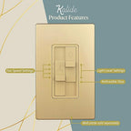 TOPGREENER Kalide Combo Dimmer Switch with 3-Speed Fan Control, Light and Fan Combination Switch, Single Pole, 2.5A, 200W LED/CFL, Neutral Wire Not Required, TGDSFS3-GD,Gold