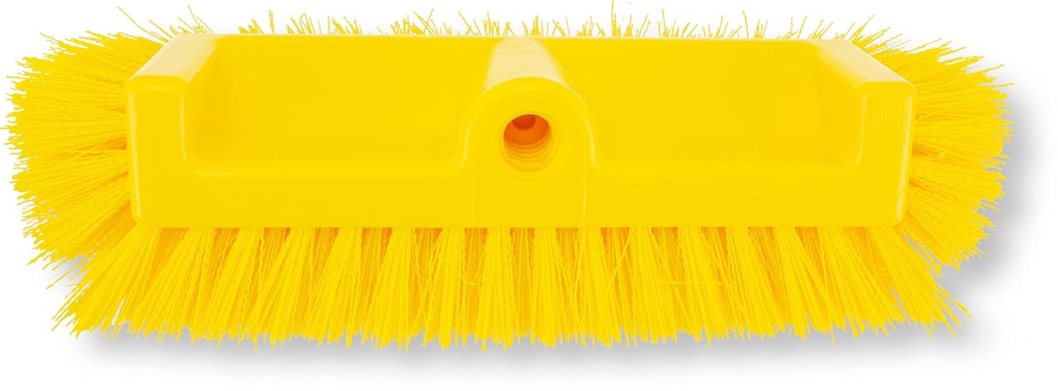 SPARTA Multi-Level Tile Scrub Brush 12" Wide Brush Head, Heavy-Duty Tile Cleaning Brush with End Bristles for Commercial Tiles, Tubs and Floor, Plastic, 12 Inches, Yellow