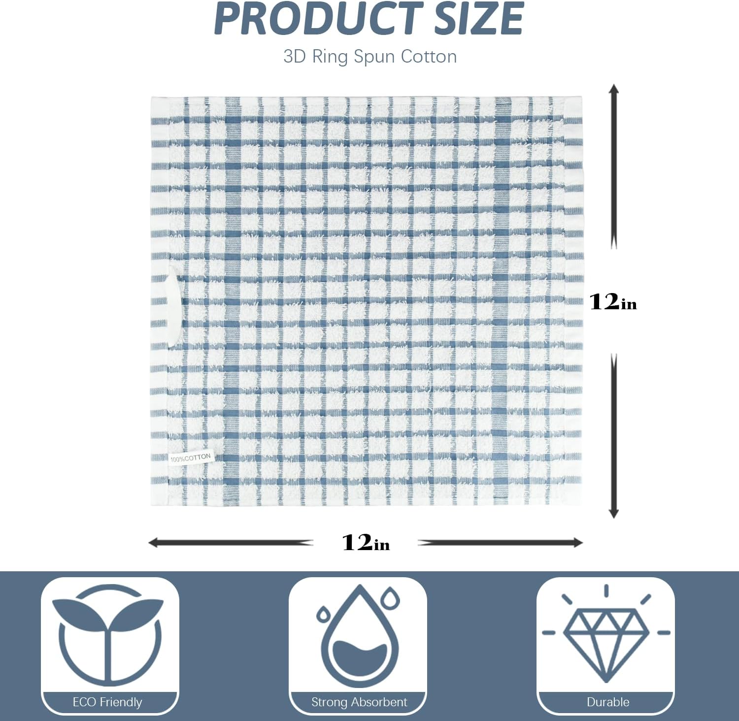 Nialnant 8PCS Dish Cloths,100% Cotton Soft Absorbent Cleaning Rags,Quick Drying Dish Towels for Kitchen,Washing Dishes-Blue Plaid+Yellow Plaid,12x12in