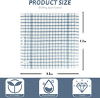 Nialnant 8 Pack Kitchen Towels and Dishcloths Sets,100% Cotton Soft Absorbent Quick Drying Dish Towels for Kitchen,Washing Dishes-Little Blue Plaid,12 x 12 in