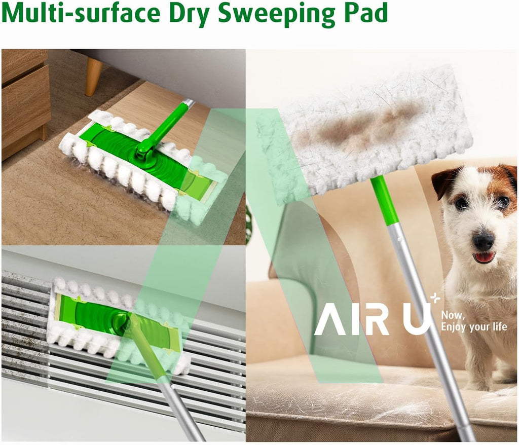 AIR U+ Dry Mop Pads for Swiffer Sweep and Mop, Heavy Duty Pet Dry Sweeper Refills, Sweeping Cloths for Cleaning Hardwood Floor Dust and Hair, Disposable, Unscented, 30 Count