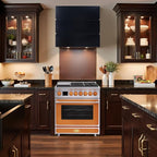 Akicon 36" Freestanding Gas Cooktop Oven Combo, Features 6 Sealed Burners, 5.2 Cu.ft Rapid Convection Oven, Convertible Fuel (NG/LP), Durable Cast Iron Grating (TOSTOSA1)