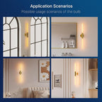 FLSNT 2 Light Modern Brushed Gold Wall Sconce with E26 Sockets, Includes 4W Dimmable Gold-Tinted T30 Bulbs, 2200K Warm Amber Glow, 90CRI, Steel Construction, Vintage Wall Light for Living Room