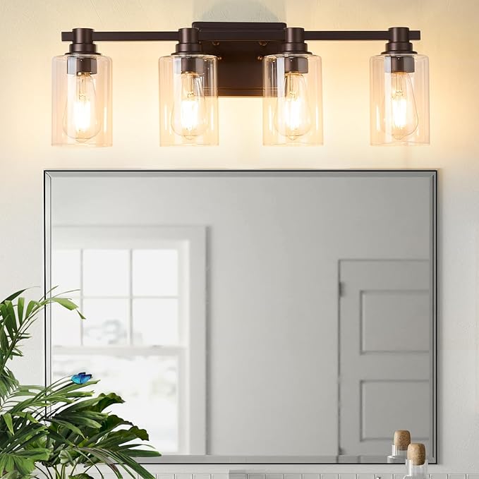 4 Lights Bathroom Lighting Fixtures Over Mirror Oil Rubbed Bronze Bathroom Vanity Light Fixture Farmhouse Vanity Light Vintage for Bedroom Living Room Hallway