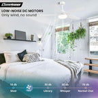 52 Inch Ceiling Fans with Lights, Remote Control 5 Blade Ceiling Fan for Bedroom Living Room Kitchen,24W 3CCT Dimmable, Dual Color 6 Speed Reversible Quiet DC Motor White/Wood Grain