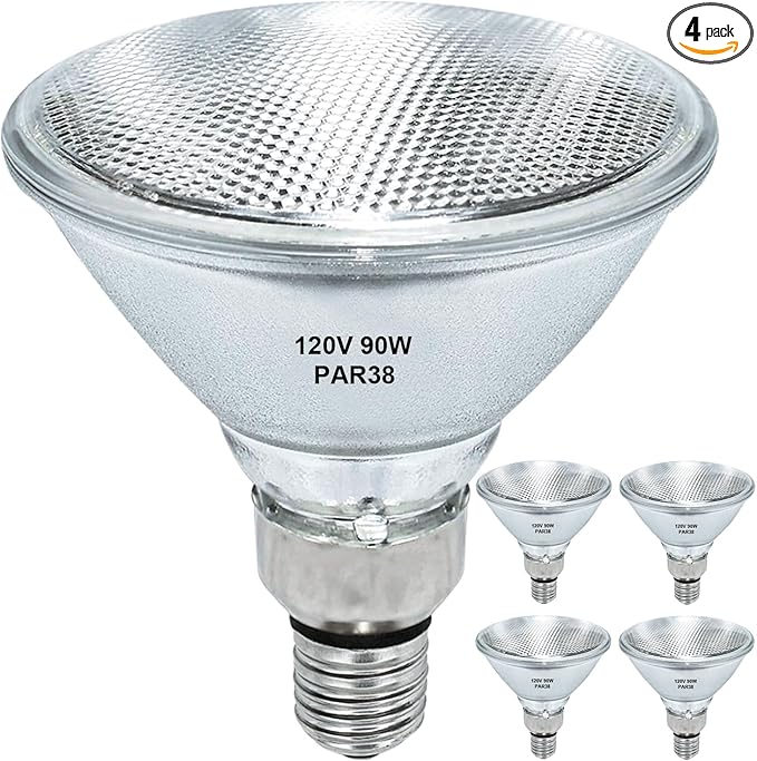 Halogen Flood Light 120V 90W, Dimmable PAR38 90W Light Bulbs for Indoor and Outdoor, E26 Medium Base, Warm White, High Output Reflector Flood Lights, 4Pack