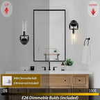 15'' Knurled Copper Wall Sconce,Modern Black Glass Bathroom Wall Sconces, 1-Lights Bathroom Vanity Lights for Living Room, Bedrooms, Fireplace, Staircases, Include Bulb