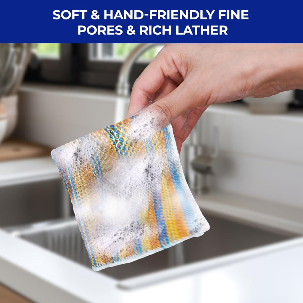 12PCS Non-Scratch Multipurpose Steel Wire Dishcloths - Reusable Quick-Dry Odor-Free Scrub Cloths for Dishes, Kitchen Cleaning Cloths for Cookware, Sinks, Stove Tops(9.84X9.84)