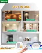 zouzai 2 Inch 5CCT Gimbal Led Recessed Lighting with Junction Box, 360°+90° Adjustable Recessed Can Lights, 2700K/3000K/3500K/4000K/5000K Selectable, 5W Eqv 50W, 550LM Brightness - ETL (White,6 Pack)