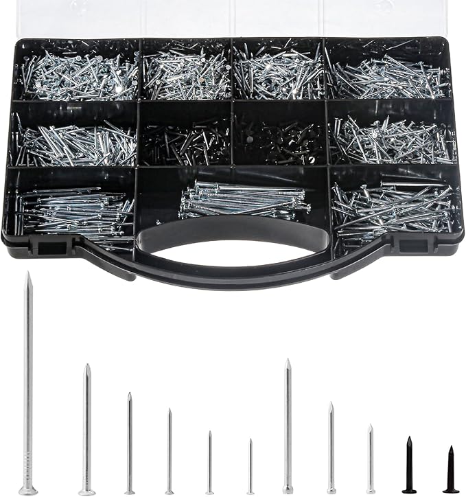 2510pcs Nail Assortment Kit for Hanging Pictures, Small Finishing Nails, Wall Pins