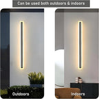 2 Pack Long Outdoor Modern LED Wall Light,31.5inch Waterproof IP65 Warm White 110V led Wall Mount Lighting Fixture Rectangular Black Elegant Frosted White Acrylic Anti Rust.