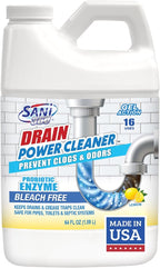 SANI 360° Drain Power Cleaner, Probiotic Enzyme Gel Formula, Odor eliminator, prevents clogs, Grease, Soap Scum, Save Money on Plumbing, Pipes and Septic safe, Made in the USA, 16 Uses, Lemon Scent