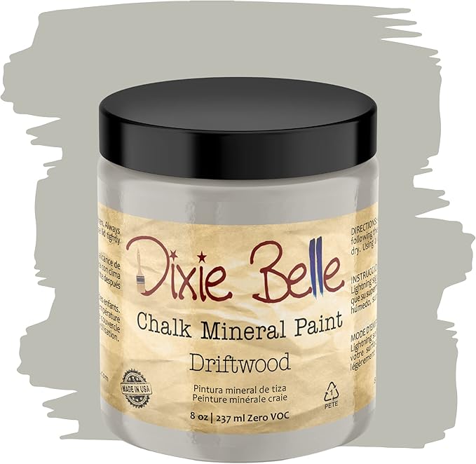 Dixie Belle Paint Company Chalk Finish Furniture Paint - Driftwood (8oz) - Matte Light Gray Chic Chalk Mineral DIY Furniture Paint