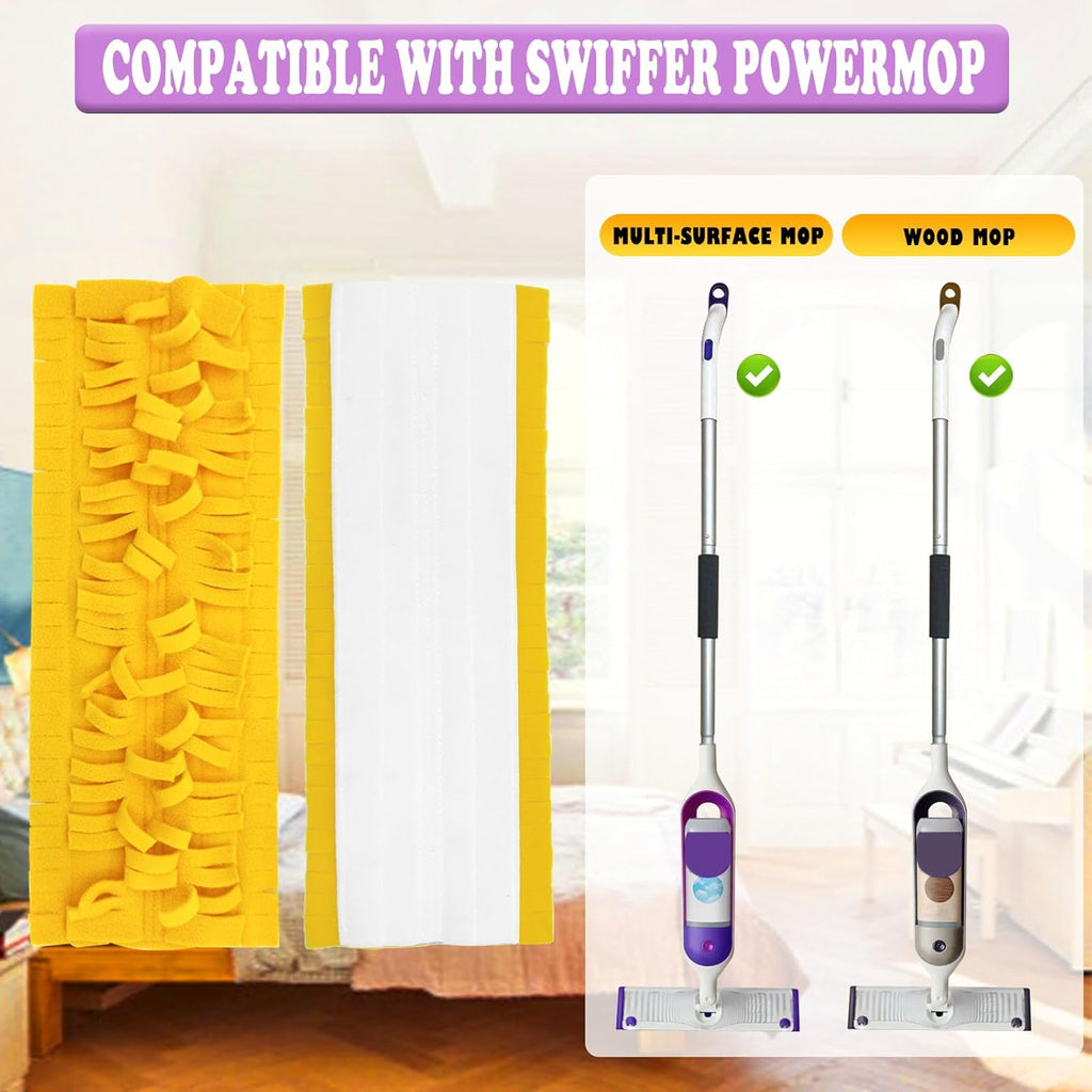 8 Pack Power Mop Refills, Compatible with Swiffer PowerMop & Wood Mops, Reusable, Used for Floor Cleaning