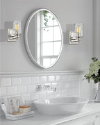 Bathroom Vanity Light Chrome, HWH Modern Wall Lighting Over Mirror, 1-Light Wall Sconce with Clear Glass Shade for Bathroom, Powder Room, Dressing Table, 5HLT63B CH