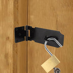 HOWDIA 180 Degree Hasp Lock Latch with Lock, 4 Inch Latch Lock with Screws and Padlock, Stainless Steel Pad Lock Latches Locking Latch Security Door Clasp Hasp for Shed/Gate/Storage Lock（Black）