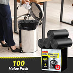 100 Count 17 Micron Extra Heavy Duty 4 Gallon Trash Bags, Sturdy & Tear-Resistant Small Trash Bags for Bathroom & Kitchen