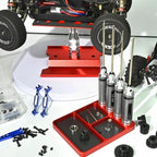 Magnet Tool Tray Aluminum Alloy Screw Tray with Tool Holder RC Parts Fixing for 1/10 RC Cars, Drones, Phone, Computer, Eyeglass, Electronic Multi-Compartment Anti-Loss Organizer Storage Box (Red