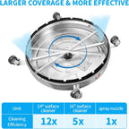 24" Pressure Washer Surface Cleaner Mate with 5 Nozzles Water Broom, Stainless Steel Surface Cleaner for Pressure Washer, Dual Handle Power Washer Surface Cleaner for Concrete Driveway, 4200 PSI