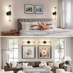 Bathroom Light Fixtures 2-Light Matte Black Bathroom Vanity Light Modern Wall Lights for Bedroom Bath Mirror Lights with Glass Rods Shades for Mirror Bedroom Hallway