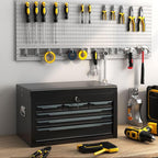 6-Drawer Tool Box, ARNOT 24" Heavy-Duty Steel Tool Chest, Portable Tool Storage Organizer with Auto-Locking Drawers, Top Tool Tray, and Side Handles for Garage, Warehouse, or Workshop Storage (Black)