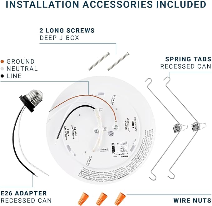 PARMIDA (24 Pack) 5/6 Inch Dimmable 5CCT LED Disk Lights, 15W Surface Mount Ceiling Lighting, 5 Color Selectable 2700K/3000K/3500K/4000K/5000K, 1100lm, J-Box Or Recessed Can Installation, UL-Listed