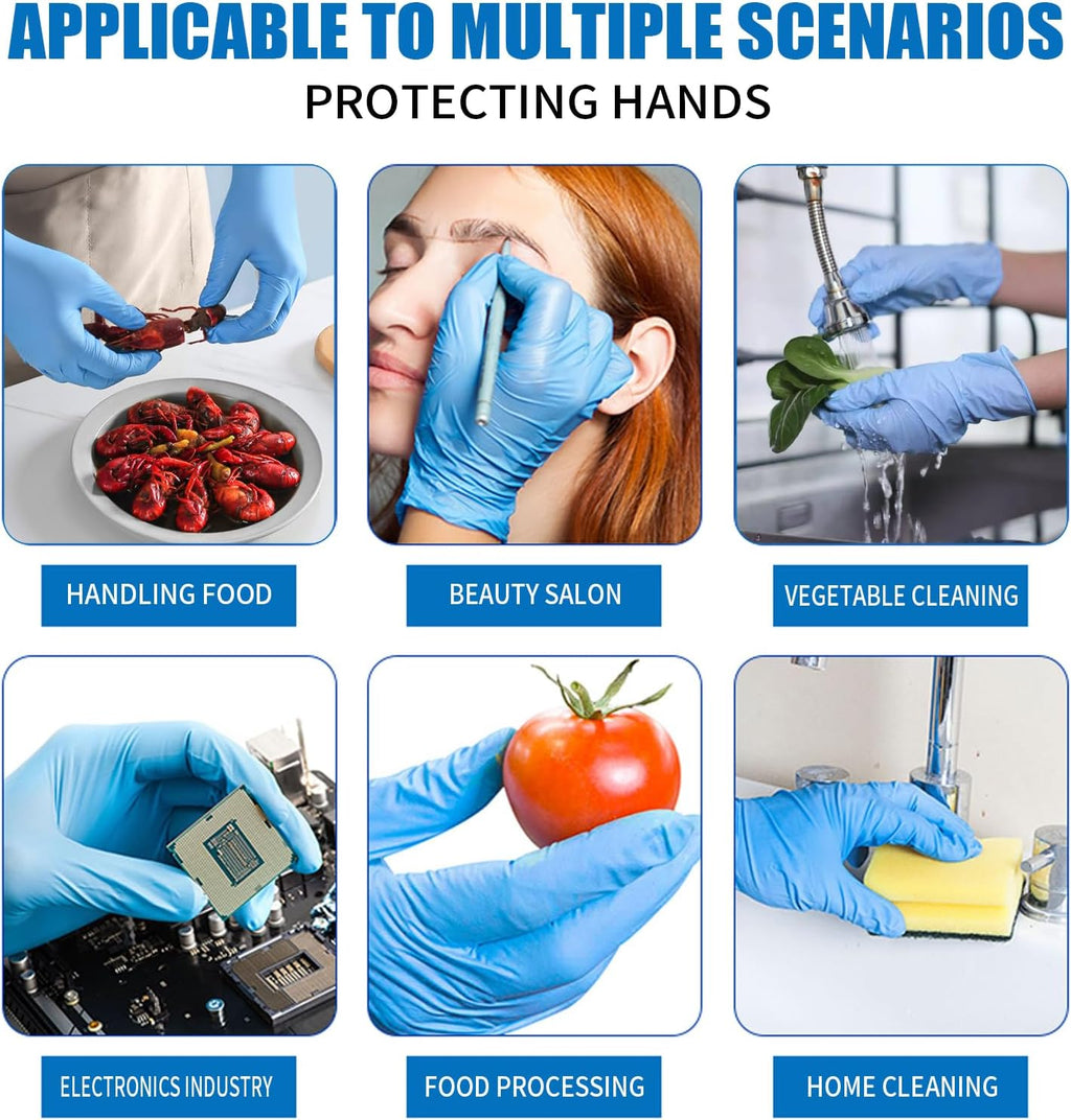LW Concept Blue Nitrile Gloves, Disposable Non-Sterile Latex-Free Powder-Free Glove