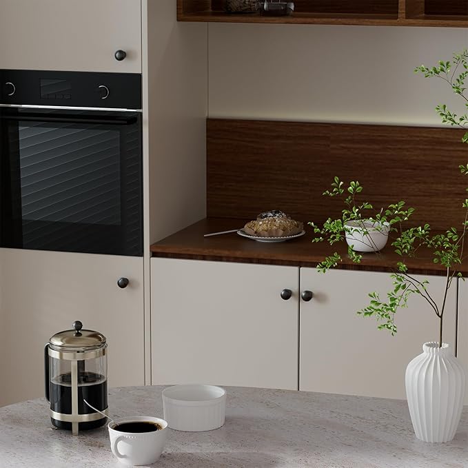 20 Pack Black Knobs Round Drawer knobs for Kitchen Bathroom Black Cabinet Hardware for Dresser Drawers，Aluminum Alloy