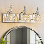 Modern Glass Crystal Vanity Light - Vintage Bathroom Lighting Fixtures Over Mirror, 3 Light Vanity Lights G9 Bulb (19.68 Inch, Nickel)
