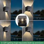 Wrasse 2Pack Outdoor Wall Mounted Lights 20W 2000LM Wall Proch Sconce 3000K Black Exterior Light Fixture 120v Up Down Modern Cube Lamp for Outdoor Sconces Lighting House Front Door Outside