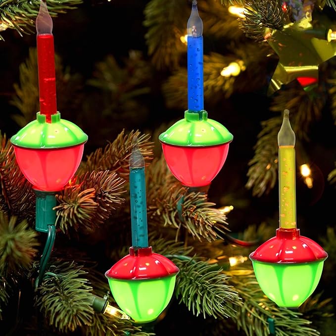 Christmas Bubble Replacement Bulbs, 4 Pack Vintage Multicolor Bubble Light Bulbs with Multicolor Liquid, Traditional Christmas Bubbles Light Bulbs for Christma Decorations, C7/E12 Base, 5 Watts
