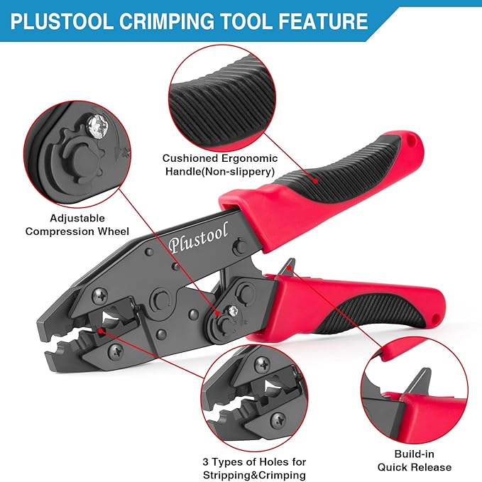 Crimping Tool for Spark Plug Ignition Wire, 8.5mm Ratchet Spark Plug Wire Crimper - Crimping Pliers - Electrical Terminal Crimping Tool