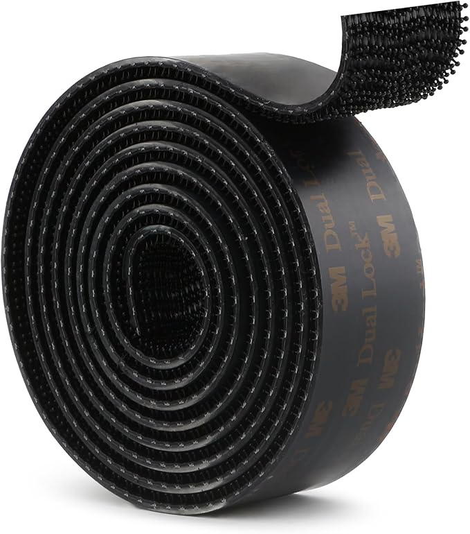 3M Dual Lock SJ3550 1"×4ft Black 1 Pack Reclosable Fastener Mounting Tape Interlocking Mushroom Shaped Strong Adhesive Hook Lock Sticy Tape for Indoor and Outdoor(DB25120)