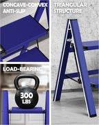 Taranta 2 Step Ladder,Aluminum Lightweight Folding 2 Step Stool with Anti-Slip Wide Pedal,330lbs Capacity Step Ladder for Household,Kitchen,Office - Blue