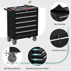 5-Drawer Rolling Tool Chest Toolbox, Rolling Tool Box with Wheels, Tool Chest with Keyed Locking System and Drawer Liners, Tool Box Organizer for Garage, Warehouse, Workshop