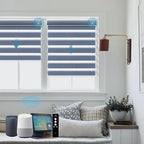SmartWings Motorized Zebra Shades Work with HomeKit, Alexa, Google Home, 90% Blackout Light Filtering Day Night Sheer Blinds, Privacy Light Control, for Home/Office, Customized, Blue