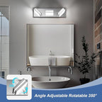 Modern LED Bathroom Lights Fixtures(3-Light),Metal Chrome Acrylic Wall Lighting,Vanity Lights for Bathroom Over Mirror(6000k 16In