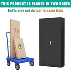 Black Metal Storage Cabinet with Door, Locking Steel Cabinet with 4 Adjuestable Shelves, Tall Lockable Garage Tool Storage Cabinet for Home, Office, Pantry, Assembly Required