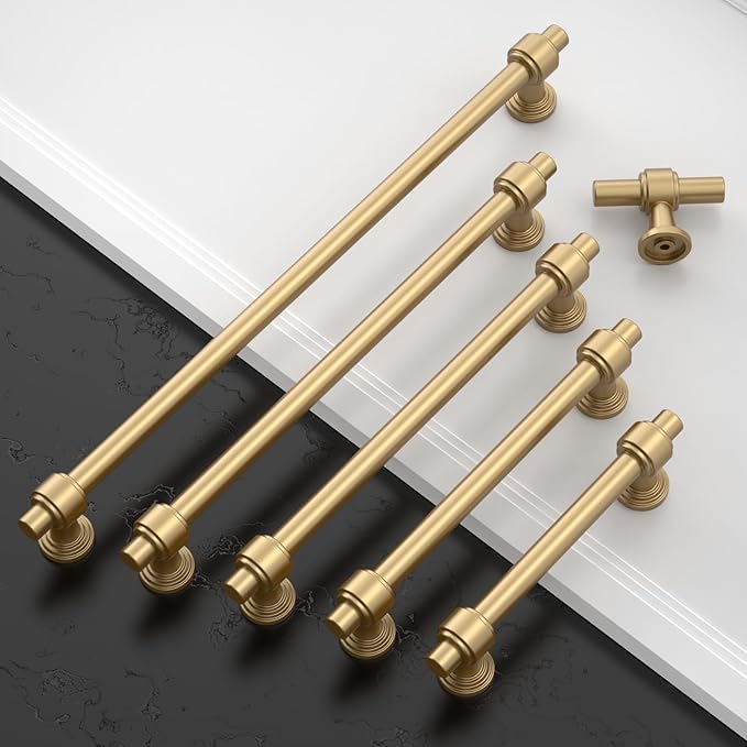 Amerdeco 10 Pack Champagne Bronze Cabinet Pulls 6.3 Inch(160mm) Hole Center Drawer Pulls Cabinet Hardware Kitchen Cabinet Handles for Bathroom Dresser Pulls ZH0069