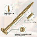 8 Inch Heavy-Duty Outdoor Wood Screws, 250Pcs Star Drive Deck Screws, Black Rust Resistant Timber Screws for Timber/Log/Landscaping Wood (#14 x 8 Tan)