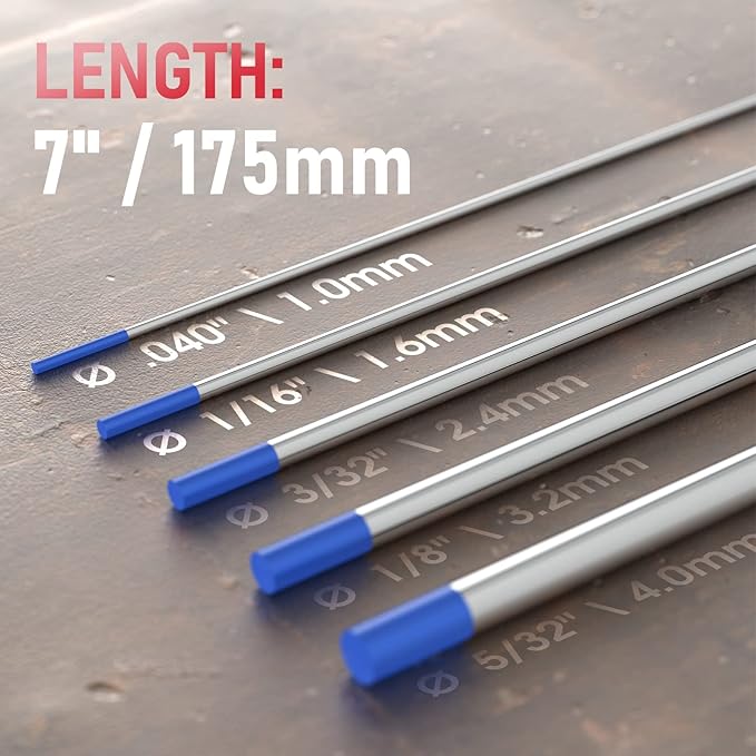 YESWELDER TIG Welding Tungsten Electrode 2% Lanthanated 5pk .040" & 5pk 1/16" by 7" Assorted-size (Blue, WL20/EWLa-2)