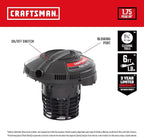 CRAFTSMAN CMXEVBE17595 16 Gallon 6.5 Peak HP Heavy Duty Wet/Dry Shop Vac with Filter, Dust Bag, Hose, Attachments and CMXEVBE17678 1.75 Peak HP Wet/Dry Shop Vac Powerhead with Filter Bag and Hose