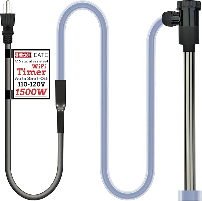 1800W Swimming Pool Immersion Water Heater with Wifi Timer & Auto Shut Off – Submersible Electric Heater for Above-Ground Pool, Hot Tub, Bucket, Baptismal Pool, Bucket, Baptistry & Bathtub