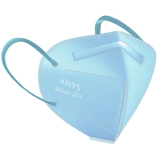 HUHETA KN95 Face Mask, 30 Pack Individually Wrapped, 5-Ply Breathable & Comfortable Safety Mask, Filter Efficiency=95%, Protective Cup Dust Masks Against PM2.5 (Blue Mask)